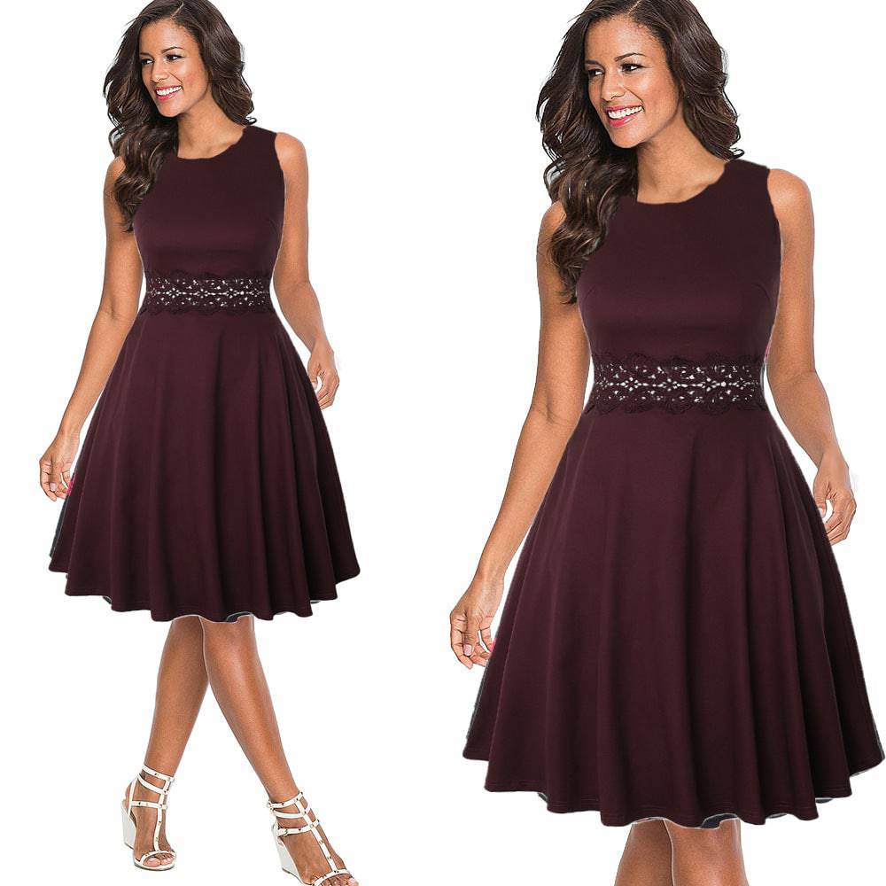 Women's Pleated Dress with Lace