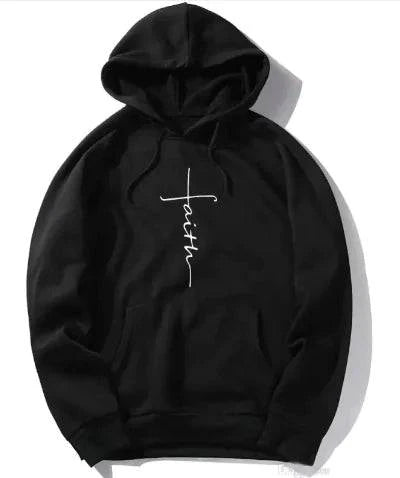 Hoodie with the word "Faith" printed on it