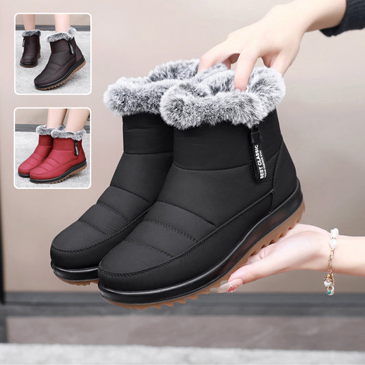 Women's boots with side zipper plush ankle