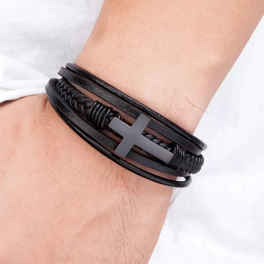 Luxury Multicolor Cross Design Classic Stainless Steel Men - PricesRgreat