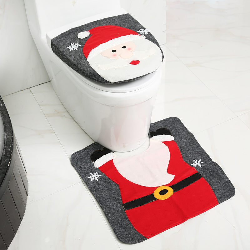 Christmas bathroom curtain and toilet seat Christmas decorations