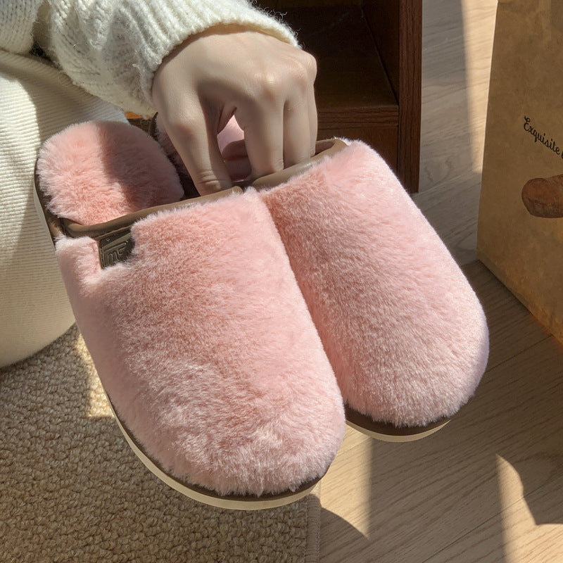 Unisex plush slippers non-slip