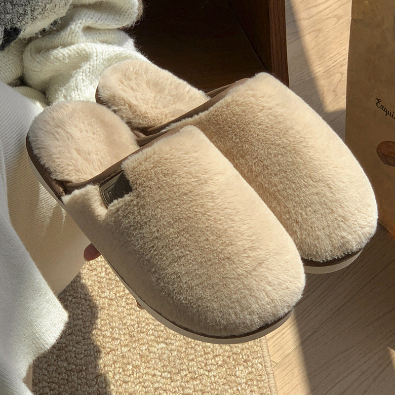 Unisex plush slippers non-slip