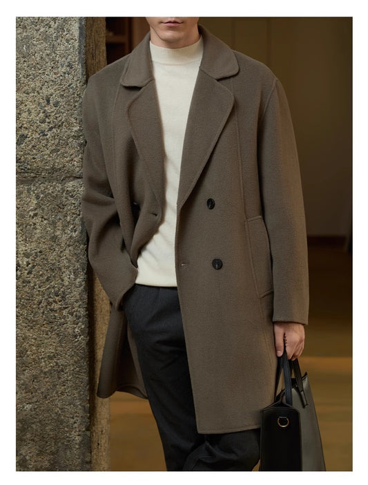 Men's mid-length wool coat