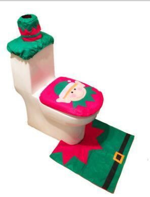 Christmas bathroom curtain and toilet seat Christmas decorations