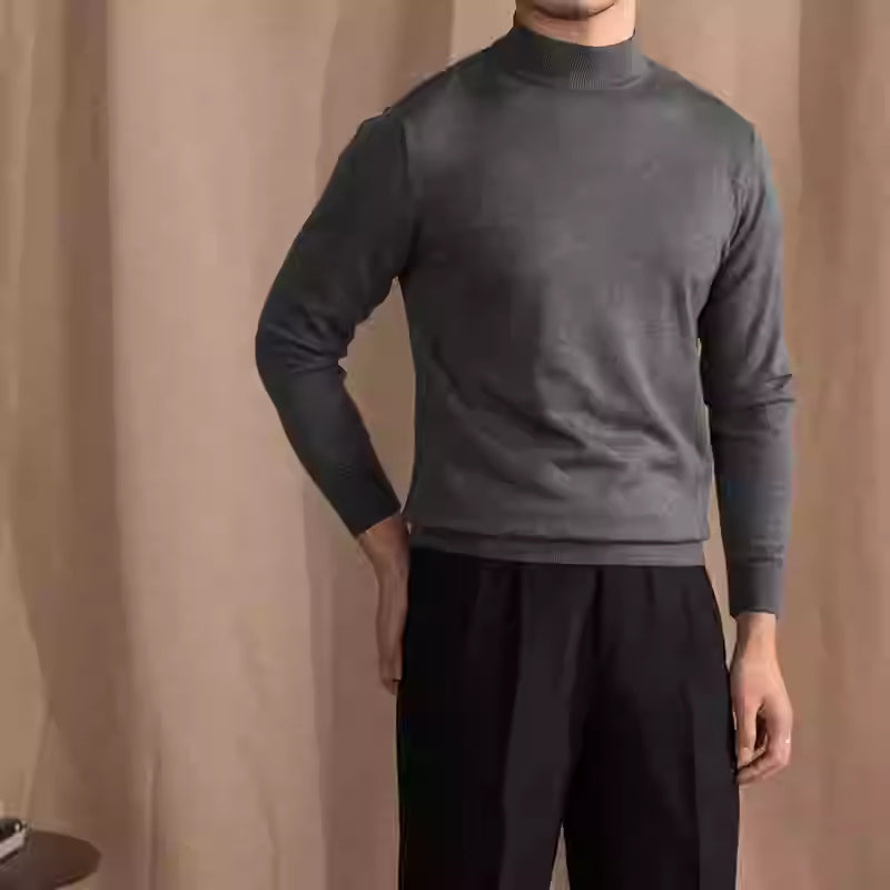 Men's mock neck sweater soft wool - PricesRgreat