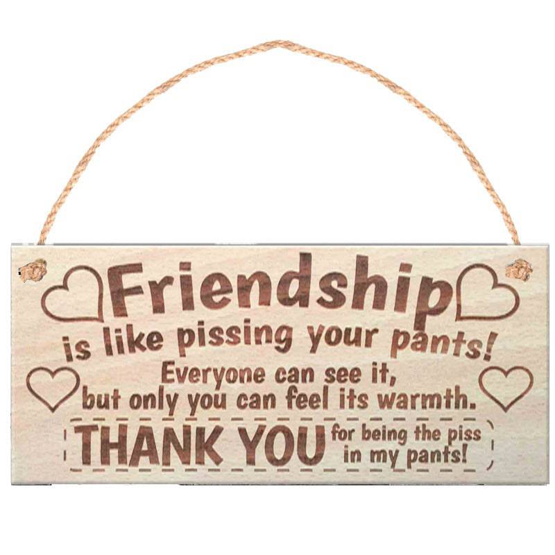 Friendship message on wood