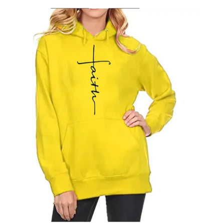 Hoodie with the word "Faith" printed on it - PricesRgreat