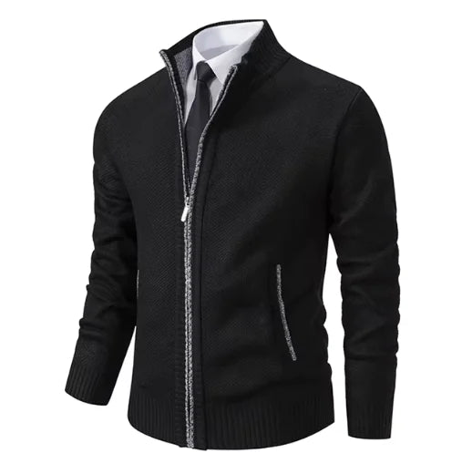 Men's Solid Color Stand Collar Zip-Up Jacket - PricesRgreat