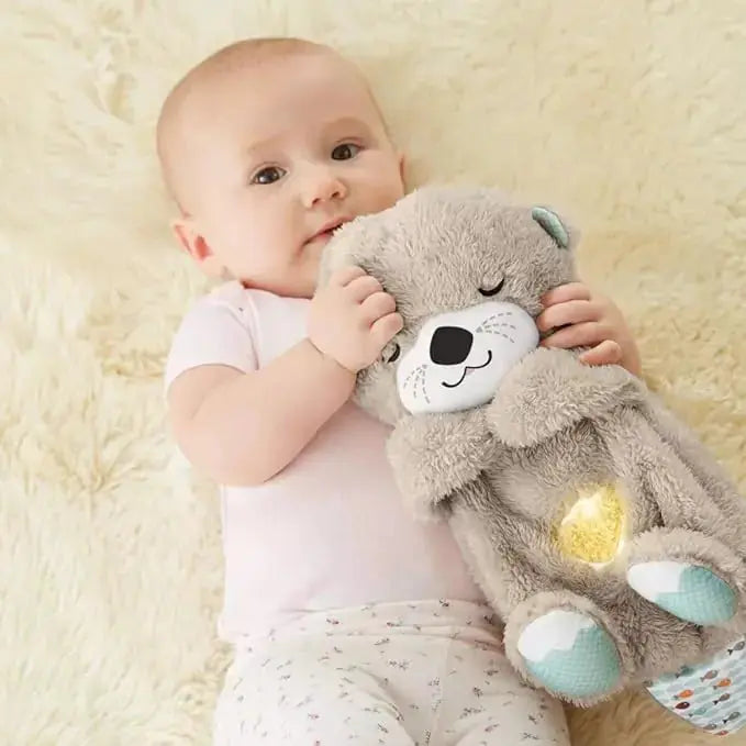 Fisher-Price Sound Machine Soothe 'n Snuggle Otter Portable Plush Baby Toy with Sensory Details Music Lights & Rhythmic Breathing Motion - PricesRgreat