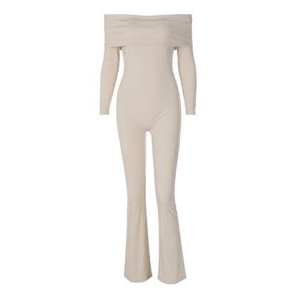 Women's solid color slim fit one-piece pants - PricesRgreat