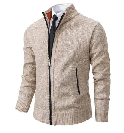 Men's Solid Color Stand Collar Zip-Up Jacket