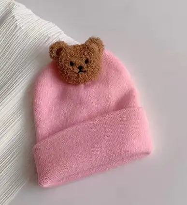 Baby Knitted Bonnet with Bear - PricesRgreat