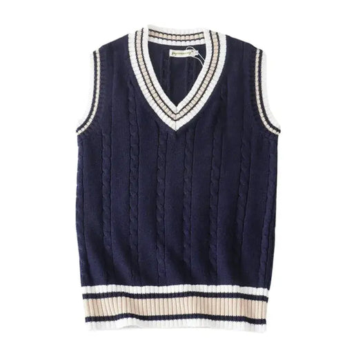 Sweater Vest V-neck Sleeveless Knitted - PricesRgreat