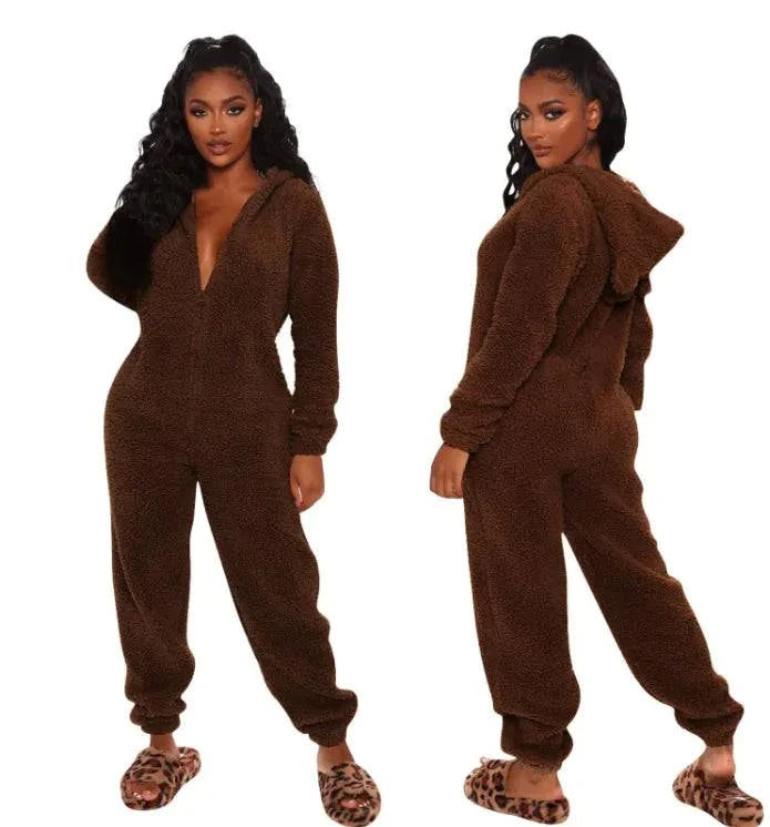 Cozy plush one-piece pajamas