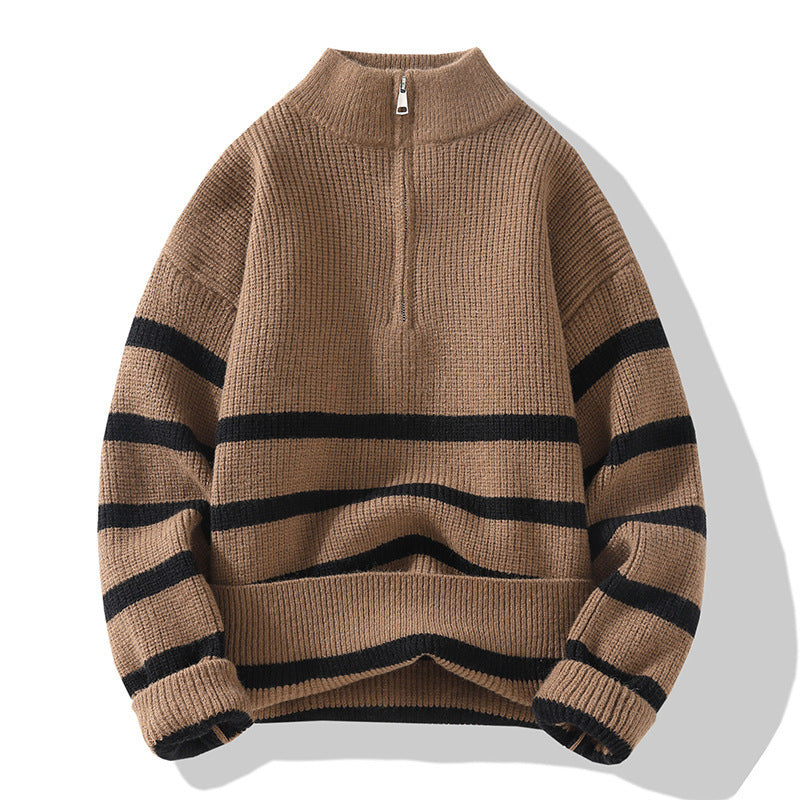 Women's striped half turtleneck sweater - PricesRgreat