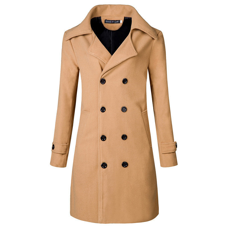 Men's Double Breasted Mid-length Trench Coat Plus Size