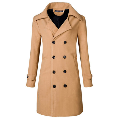 Men's Double Breasted Mid-length Trench Coat Plus Size