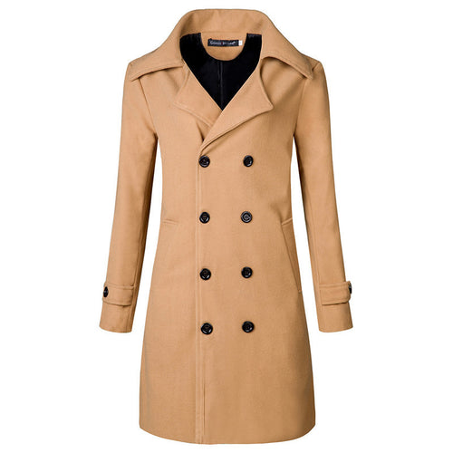 Men's Double Breasted Mid-length Trench Coat Plus Size