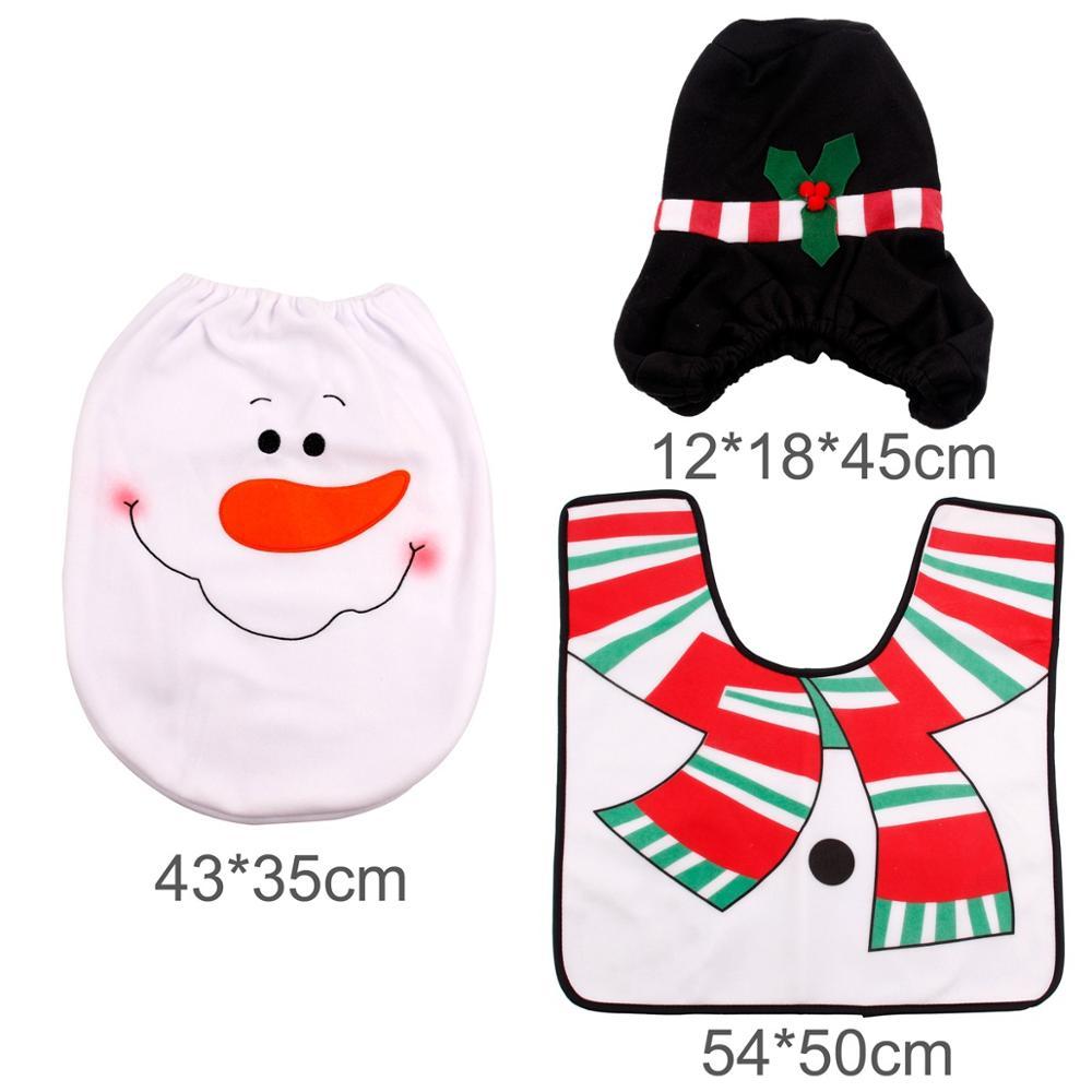 Christmas bathroom curtain and toilet seat Christmas decorations