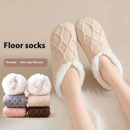 Women's cotton thermal plush slippers