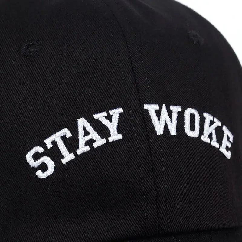 Stay Woke Embroidery Unstructured Dad Hat - PricesRgreat