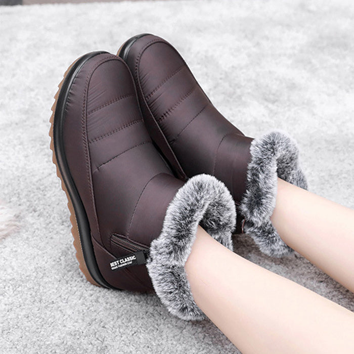 Women's boots with side zipper plush ankle