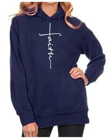 Hoodie with the word "Faith" printed on it