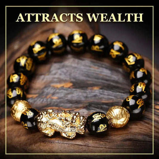 The Wealth Attractor Feng Shui Black Obsidian Bracelet - PricesRgreat