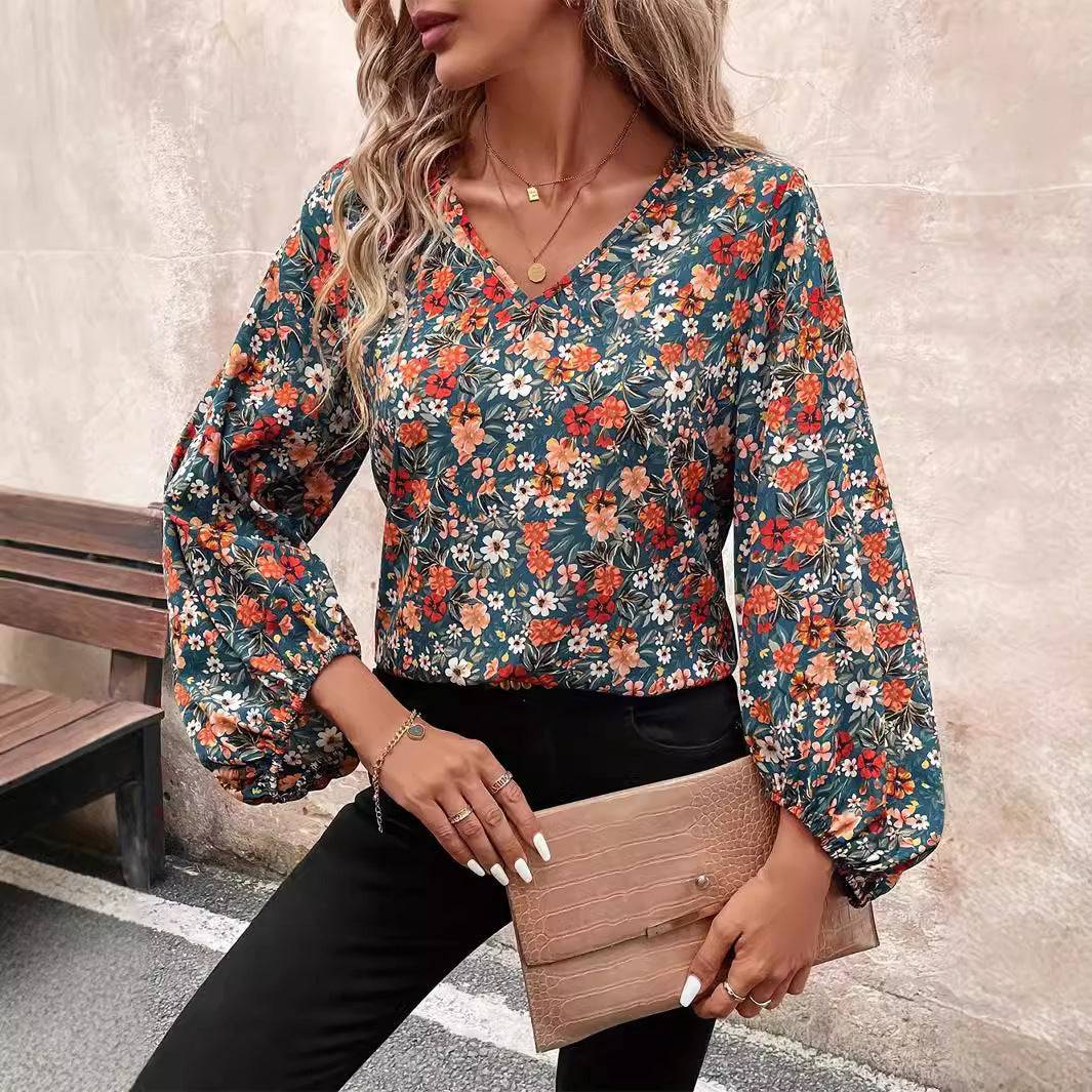 Women's Long-Sleeved V-Neck Shirt