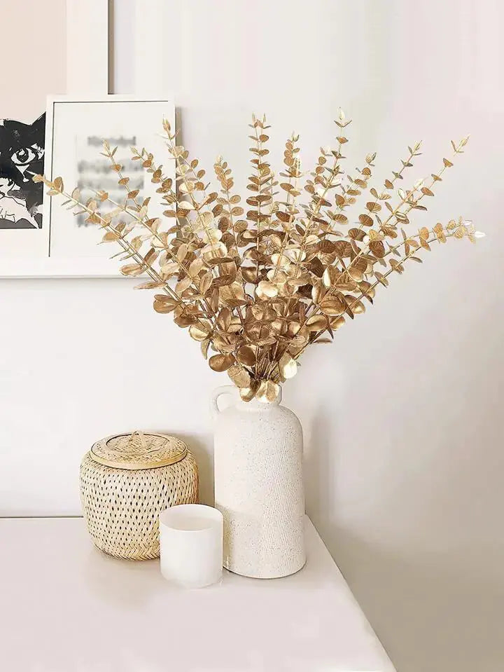 Golden Artificial Eucalyptus Leaves For Home - PricesRgreat