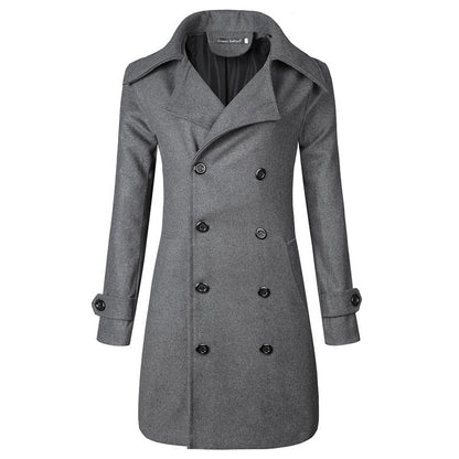 Men's Double Breasted Mid-length Trench Coat Plus Size