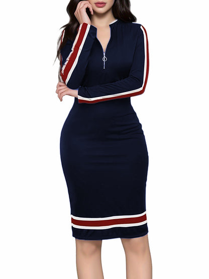 Women's long sleeve zipper casual dress