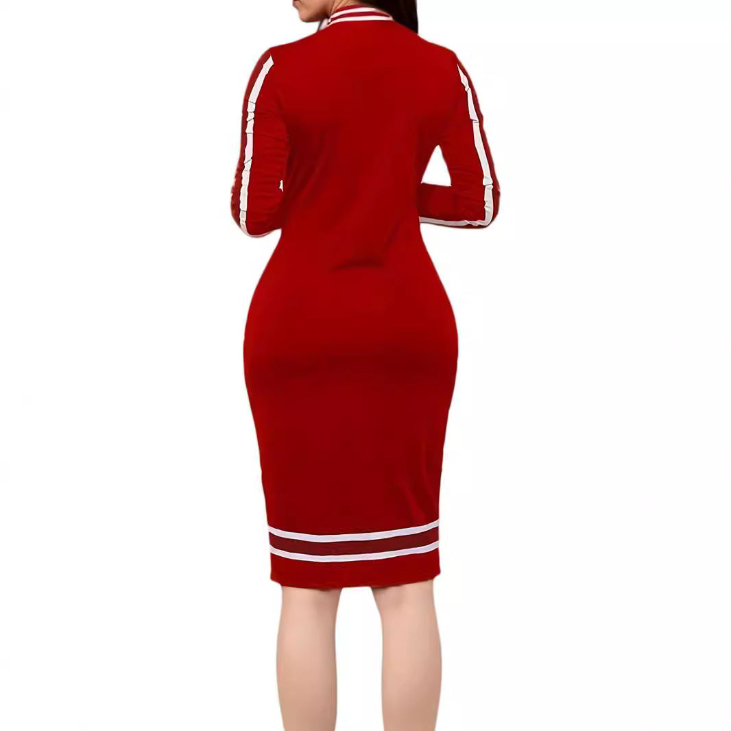 Women's long sleeve zipper casual dress