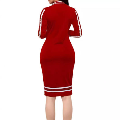 Women's long sleeve zipper casual dress