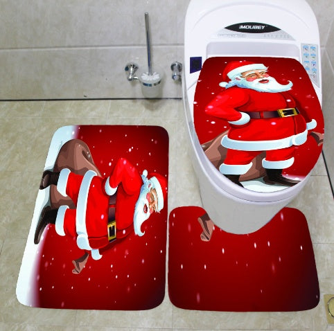 Christmas bathroom curtain and toilet seat Christmas decorations