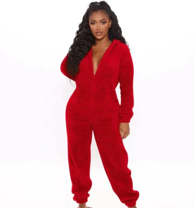 Cozy plush one-piece pajamas