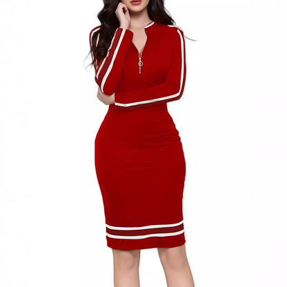 Women's long sleeve zipper casual dress