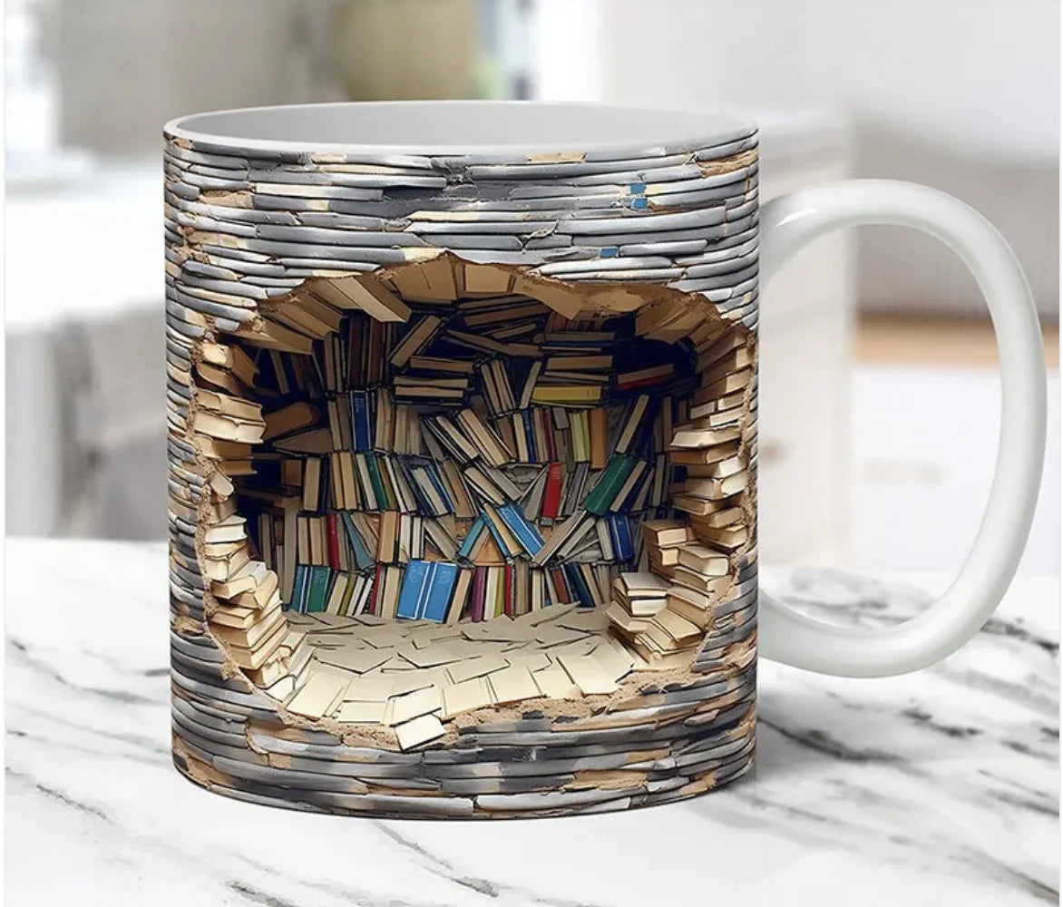 Ceramic 3D Bookshelf Mug - PricesRgreat