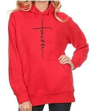 Hoodie with the word "Faith" printed on it