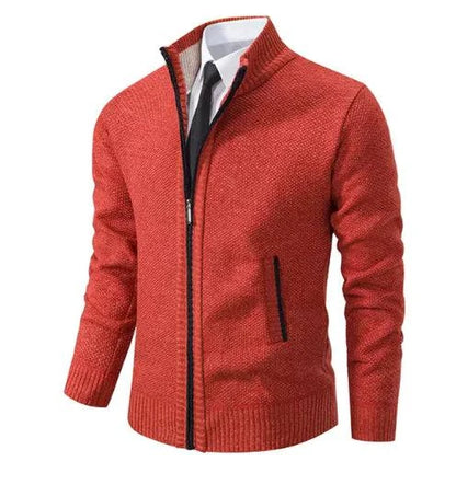 Men's Solid Color Stand Collar Zip-Up Jacket