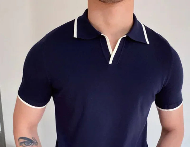 Open Neck Short Sleeve Polo - PricesRgreat