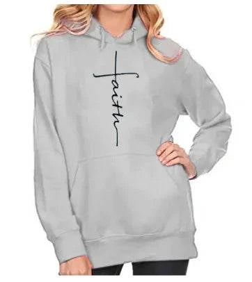 Hoodie with the word "Faith" printed on it