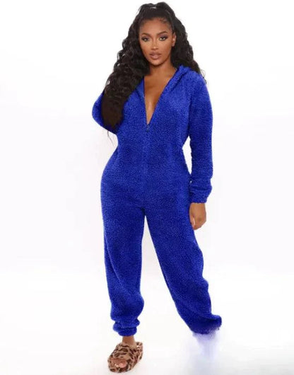 Cozy plush one-piece pajamas