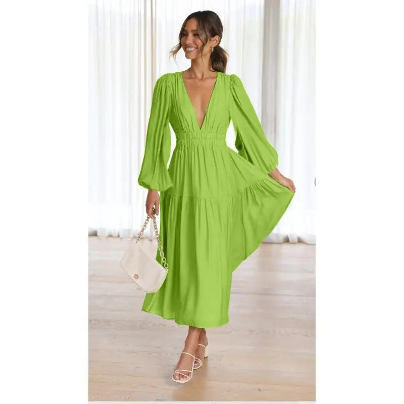 Waist Slimming Pleated Long Sleeved Dresses - Image #6