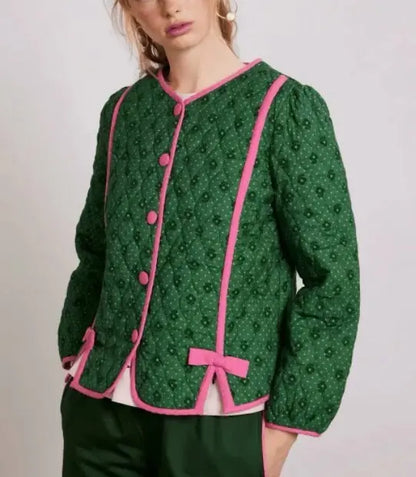 Women Patch Floral Cotton Jacket - Image #4