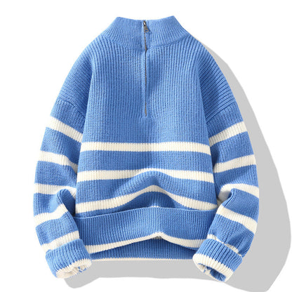 Women's striped half turtleneck sweater - PricesRgreat