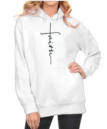 Hoodie with the word "Faith" printed on it