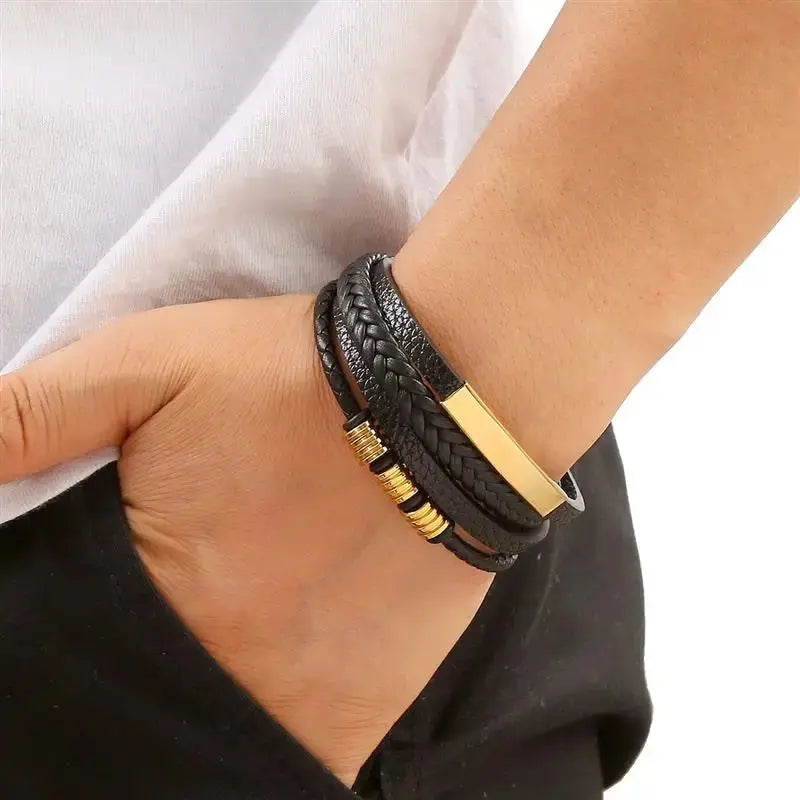 Classic Men's Leather Bracelet New Style Hand-woven Multi-layer Combination Accessory Fashion Man Jewelry Wholesale Dropshipping - PricesRgreat