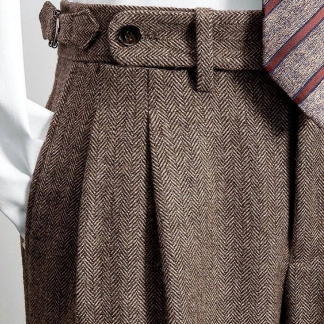 Men's tweed wool herringbone pants